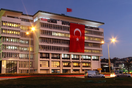 Facade of administative building in Izmir, Turkeyのeditorial素材