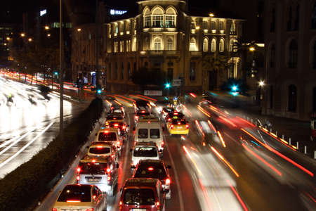 Cars on the night road in Izmir, Turkeyのeditorial素材