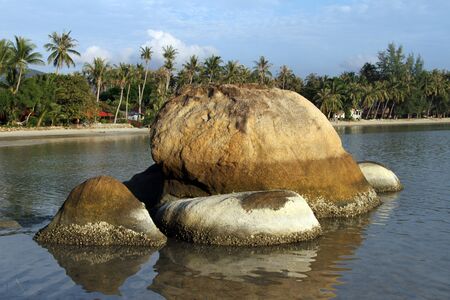 Big rocks near beach in Ko Phangan in Thailandの写真素材