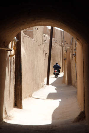 Bike on the street in old town Yazd, Iranのeditorial素材