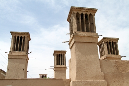 Badgirs on the roof of old house in Yazd, Iranの写真素材