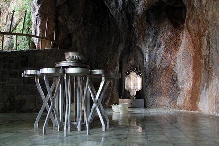 Inside zoroastrian fire temple Chak-Chak in Iranのeditorial素材
