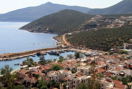 Port and sea in Kalkan, Turkeyの写真素材