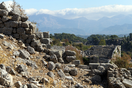 Ruins of ancient theater in Selge, Turkeyの写真素材