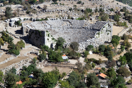 Ruins of ancient theater in Selge, Turkeyの写真素材