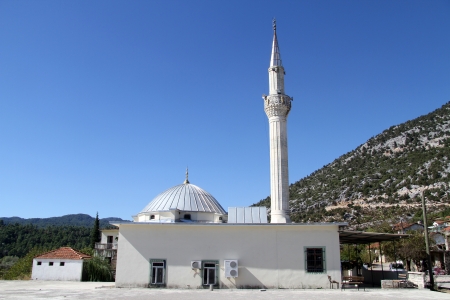 White new mosque in old turkish village, Turkeyの写真素材