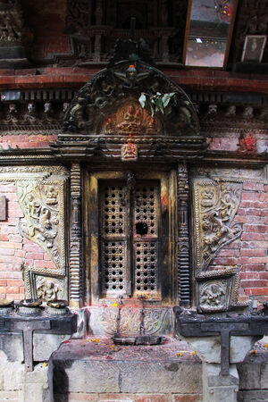 Closed door of temple Changu Narayan in Bhaktapur, Nepalの写真素材