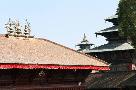 Roofs of king's palace in Khatmandu, Nepalの写真素材