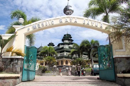 Open gate of Raya Bayur mosque on the lake Maninjau, Indonesia