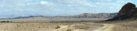 Panorama of Negev dsert in Israelの写真素材