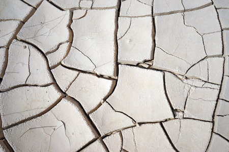 Cracked dry clay in the desertの写真素材