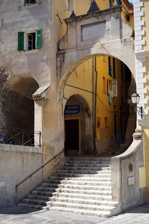 Arch and staircase in Menton, Franceの写真素材