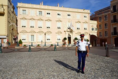 Guard on the square in Monaco near Prince's palaceのeditorial素材