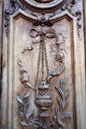 Wooden door of churchの写真素材