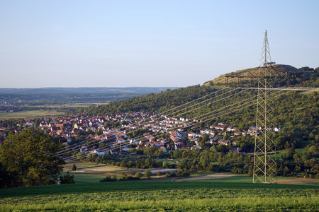 Owen town and pylon with electrical wire