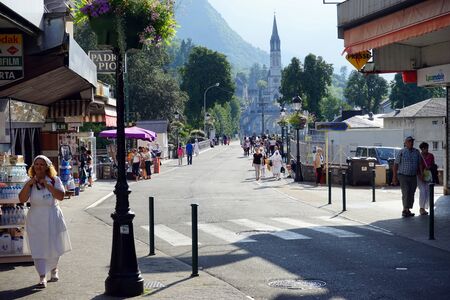 LOURDES, FRANCE - CIRCA JULY 2015 Main streetのeditorial素材