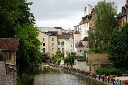 Canal in Old town Dole, France