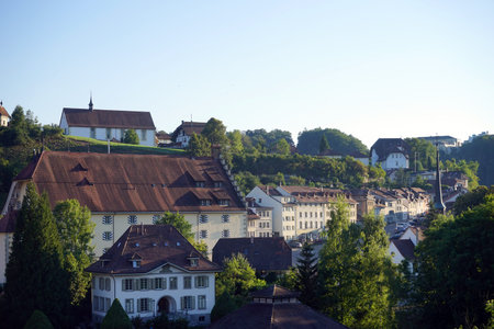 FRIBOUTG, SWITZERLAND - CIRCA AUGUST 2015 Residential districy in Old town