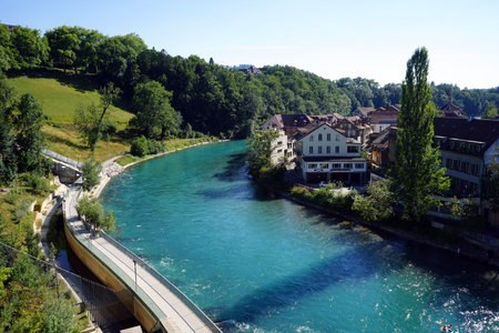 BERN, SWITZERLAND - CIRCA AUGUST 2015 Embankment of Aare river