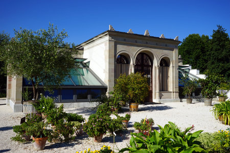 BASEL, SWITZERLAND - CIRCA AUGUST 2015 Botanical garden with flowers