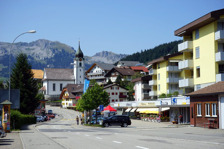 SORENBERG, SWITZERLAND - CIRCA AUGUST 2015 On the main streetのeditorial素材