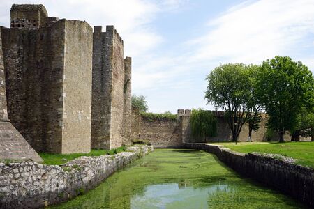 Ditch with water and Smederevo fortressのeditorial素材