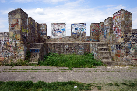 SMEDEREVO, SERBIA - CIRCA MAY 2016 Old tower on the DAnube river near fortressのeditorial素材