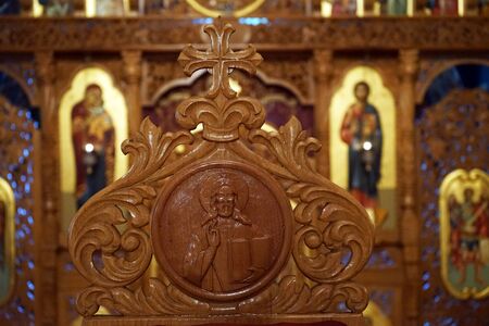 NOVI SAD, SERBIA - CIRCA MAY 2016 Altar in chapel of Saint Sergy Radonezsky in Grgteg monasteryのeditorial素材