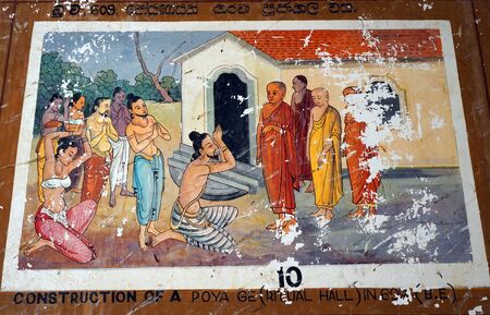 ANURADHAPURA, SRI LANKA - CIRCA JANUARY 2017 Pictures on the wall in Isurumuniya Rock Templeのeditorial素材