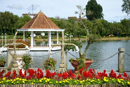 DALAT, VIETNAM - CIRCA JANUARY 2017 Lake in Flower Gardenのeditorial素材