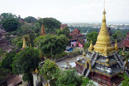 MAWLAMYINE, MYANMAR - CIRCA APRIL 2017 Stupa near Kyaik Than Lan Pagodaのeditorial素材