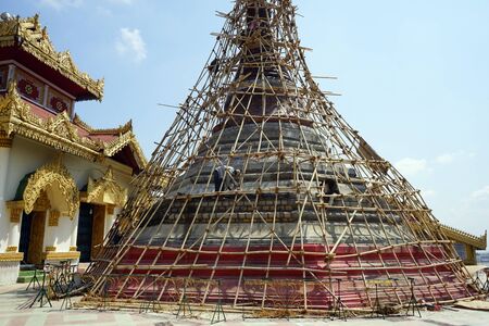 MAWLAMYINE, MYANMAR - CIRCA APRIL 2017 Restoration in Kyaik Than Lan Pagodaのeditorial素材