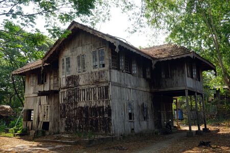 PYU, MYANMAR - CIRCA APRIL 2017 Old wooden houseのeditorial素材