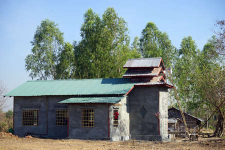 PYU, MYANMAR - CIRCA APRIL 2017 New buddhist temple near ruins of Sri Ksetraのeditorial素材