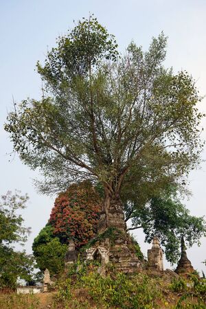 HSIPAW, MYANMAR - CIRCA APRIL 2017 Stupa in Maha Nanja Kantha Monasteryのeditorial素材