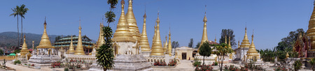 PINDAYA, MYANMAR - CIRCA APRIL 2017 Stupas in Kan Tau monasteryのeditorial素材