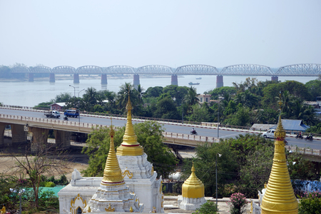 MANDALAY, MYANMAR - CIRCA APRIL 2017  Roads and stupas on the Sagaing Hillのeditorial素材