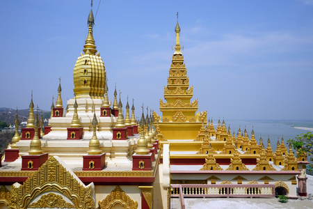 MANDALAY, MYANMAR - CIRCA APRIL 2017 Stupas on the Sagaing Hillのeditorial素材
