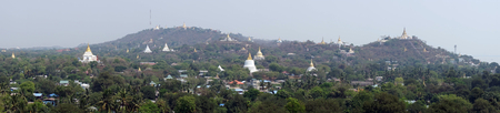 MANDALAY, MYANMAR - CIRCA APRIL 2017 Stupas on the Sagaing Hillのeditorial素材
