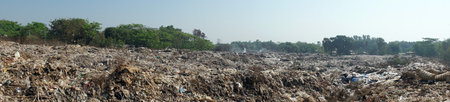Big garbage with rubbish in Myanmar