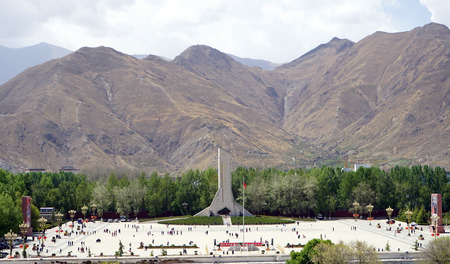 LHASA, CHINA - CIRCA MAY 2017 Monument to People's Liberation of TIbet in Potala Squareのeditorial素材