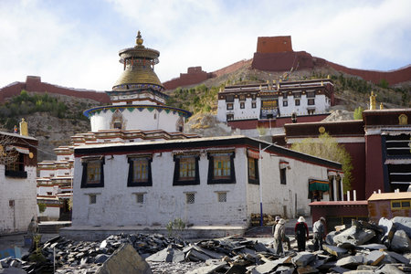 GYANTSE, CHINA - CIRCA MAY 2017 Inside Gyantse monasteryのeditorial素材