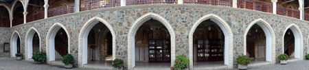 Panorama of Kykkos monastery in the inner yard