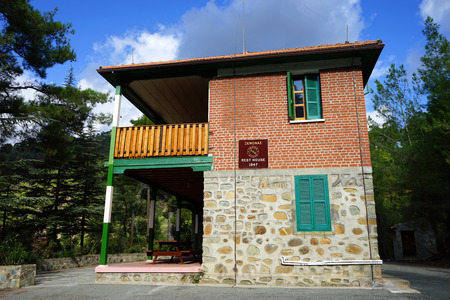 STAVROS, CYPRUS - CIRCA OCTOBER 2017 Rest House in forest stationのeditorial素材