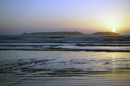 Sunset and island in Essaouiraの写真素材