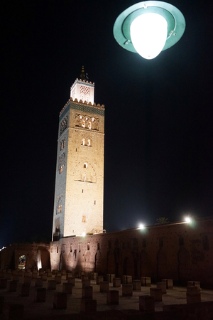 Kutubia mosque at nightのeditorial素材