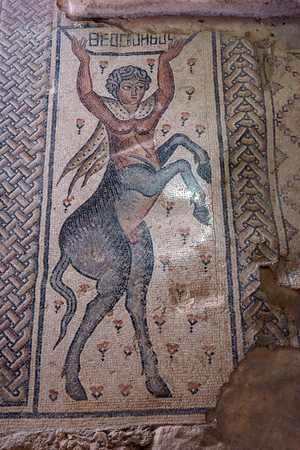 ZIPPORI, ISRAEL - CIRCA MAY 2018 Mosaics on the floor in Nile houseのeditorial素材
