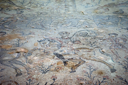 ZIPPORI, ISRAEL - CIRCA MAY 2018 Mosaics on the floor in Nile houseの写真素材