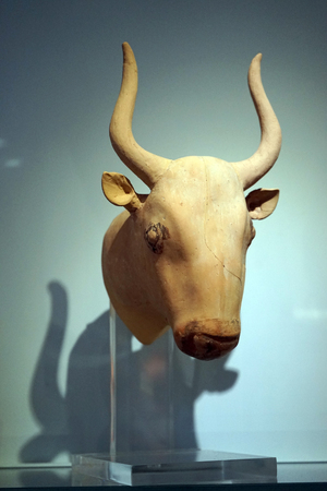 HERAKLION, GREECE - CIRCA MAY 2018 Minoan Bull Scultpure in Acrhaeological museumのeditorial素材