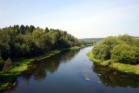 Moscow river in Moscow region, Russiaの写真素材